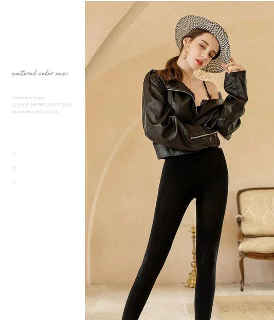 Mandotos winter women's leggings in solid color velvet with high waist, stretchy and warm for cold weather.
