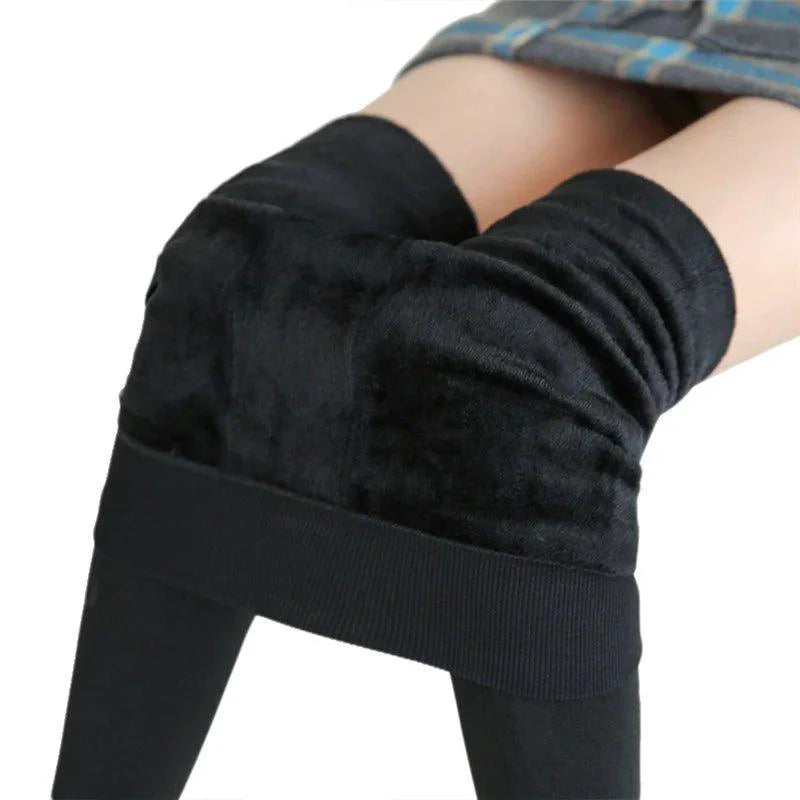 Mandotos winter women's leggings in solid color velvet with high waist, stretchy and warm for cold weather.