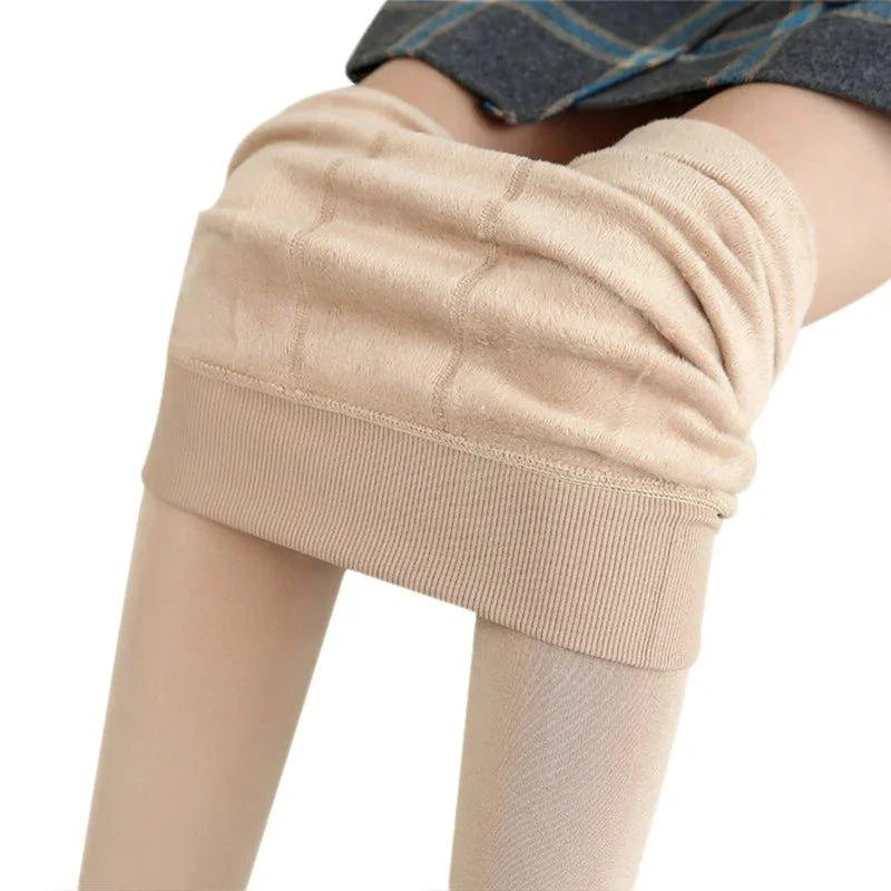 Mandotos winter women's leggings made of velvet, high waist, solid color, stretchy, warm, and form-fitting for cold weather.