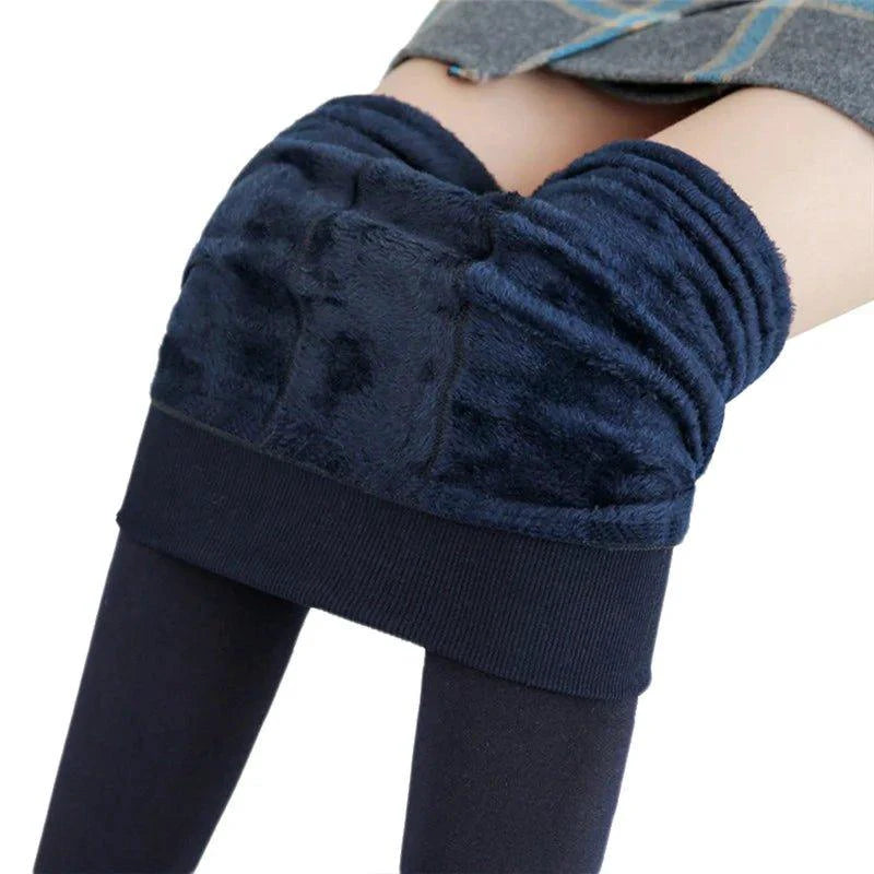 Mandotos winter women's leggings in solid color velvet with high waist and stretchy fit, designed for warmth and comfort.
