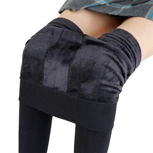 Mandotos winter women's leggings in solid color velvet, high waist and stretchy for warmth and comfort.