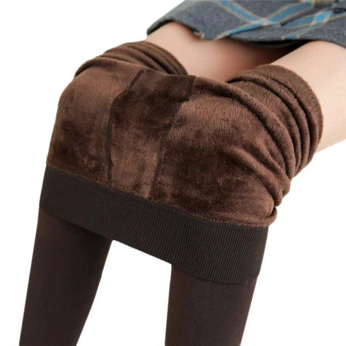 Mandotos women's winter velvet leggings in solid color, high waist, stretchy and warm for cold weather, full-length fit.