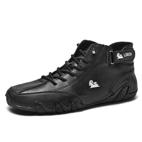 Mandotos Winter Rider leather boots with sturdy soles, ankle height, and fashionable design for cold weather wear.