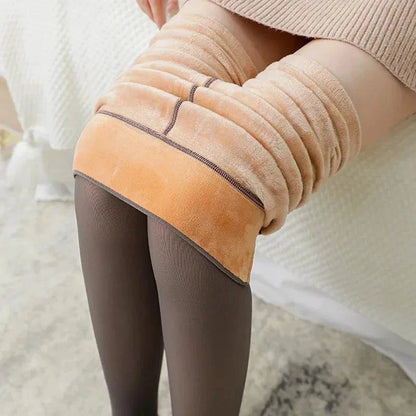 Mandotos winter velvet fleece thermal tights, high waist slim pantyhose designed for warmth and comfort in cold weather.