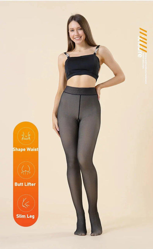 Mandotos winter velvet fleece thermal tights with high waist and slim fit, ideal for cold weather and cozy comfort.