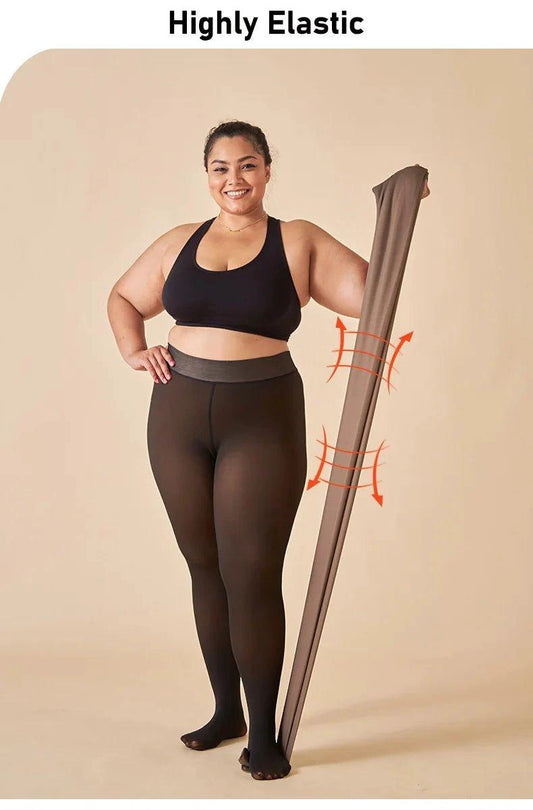 Mandotos winter velvet fleece thermal tights, high waist slim pantyhose in cozy, soft fabric ideal for cold weather.