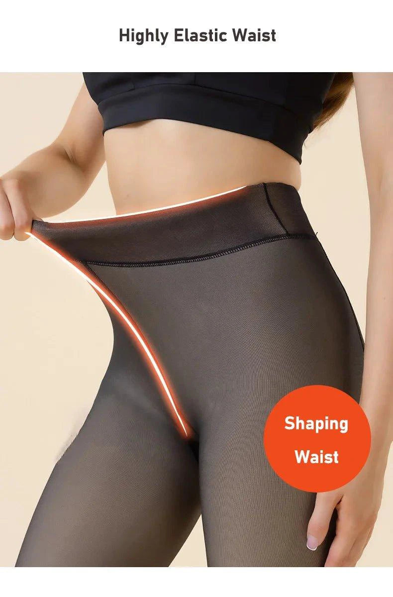 Mandotos winter velvet fleece thermal tights, high waist slim pantyhose, soft and warm for cold weather wear.