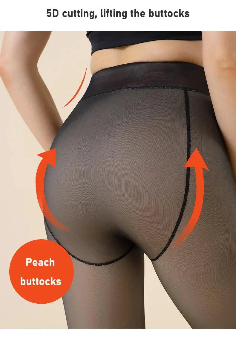 Mandotos winter velvet fleece thermal tights with high waist, slim fit, perfect for cold weather, soft and cozy for winter comfort.