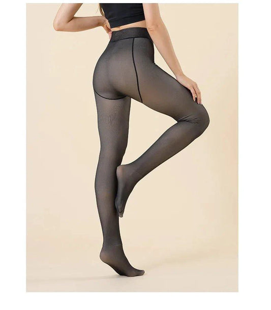 Mandotos winter velvet fleece thermal tights, high waist slim pantyhose designed for warmth and comfort.