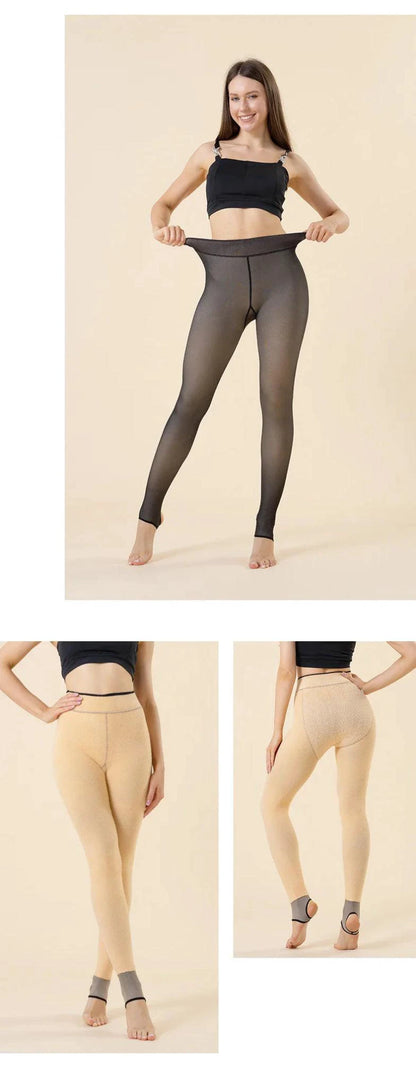 Mandotos winter velvet fleece thermal tights, high waist slim pantyhose, soft and warm for cold weather.