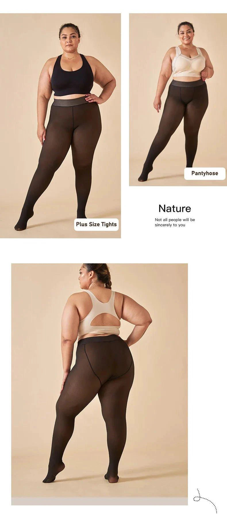 Mandotos winter velvet fleece thermal tights with high waist, slim fit, cozy thermal pantyhose for cold weather.