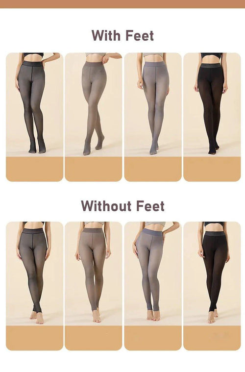 Mandotos winter warmth high waist thermal tights showing a close-up of the sleek, slim fit design and soft thermal fabric.
