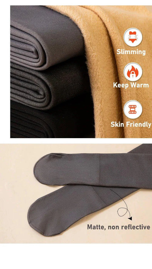Mandotos winter warmth high waist thermal tights showing slim fit and cozy design for cold weather comfort.