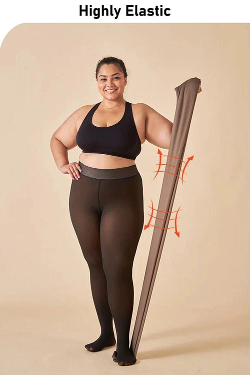 Mandotos winter warmth high waist thermal tights, slim fit and sexy design, perfect for cold weather; close-up of fabric and fit.