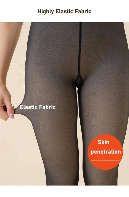Mandotos winter warmth high waist thermal tights showing a slim fit and cozy, thick fabric ideal for cold weather.