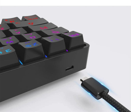 Mandotos wireless Bluetooth mechanical keyboard with dual-mode charging, featuring compact design and mechanical keys for comfortable typing.