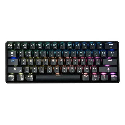 Mandotos wireless Bluetooth mechanical keyboard with dual-mode charging, featuring compact design and backlit keys.