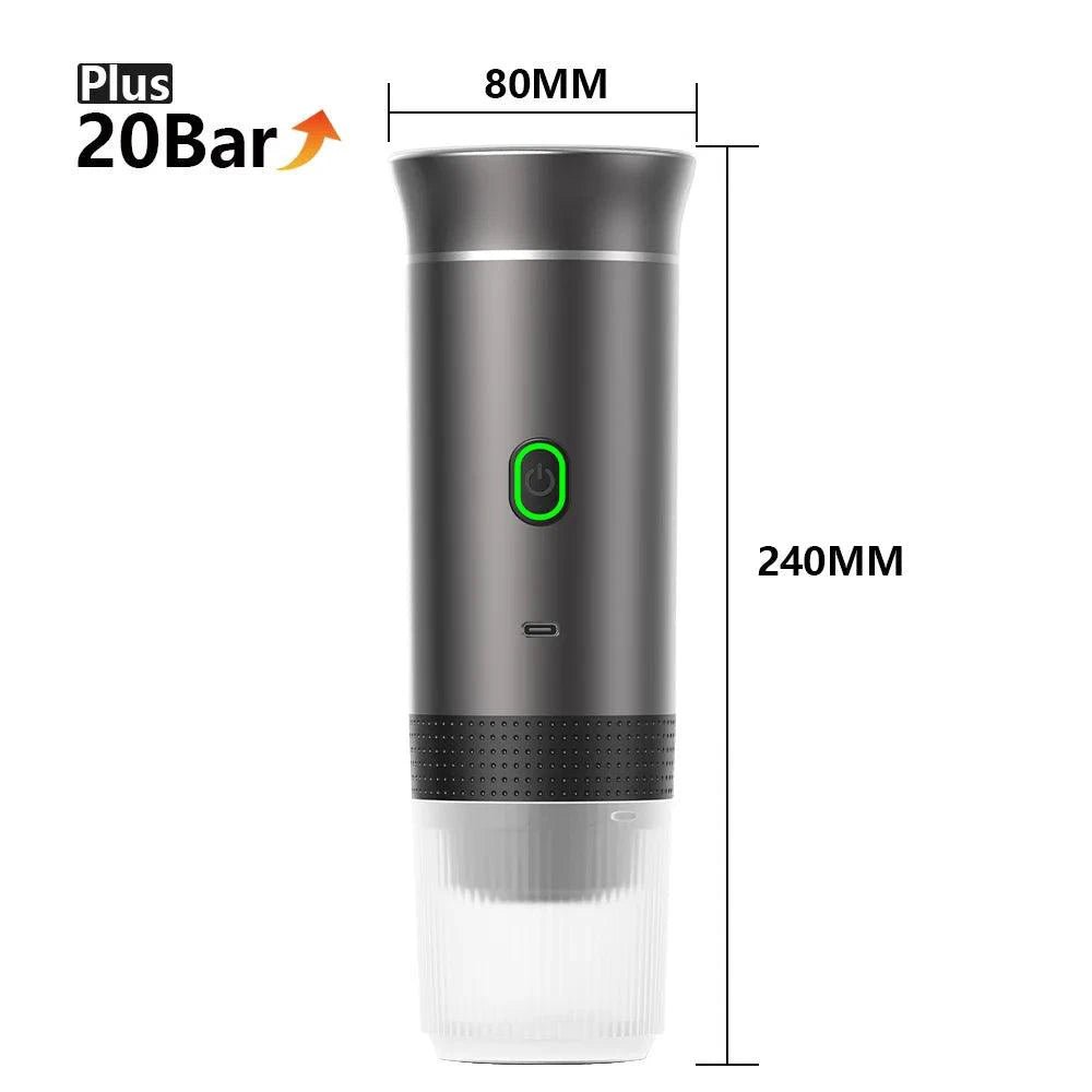 Mandotos wireless electric portable espresso coffee machine for car, home, and camping, 3-in-1 capsule and powder travel coffee maker