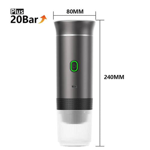 Mandotos wireless electric portable espresso coffee machine for car, home, and camping, 3-in-1 capsule and powder travel coffee maker