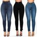 Mandotos women's high waist stretch denim skinny jeans with full-length, solid color, hip lift design, and a slim fit.