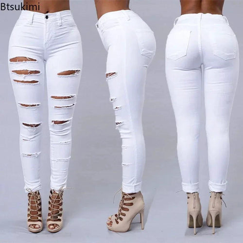Mandotos women's 2026 high waist stretch skinny ripped washed denim jeans, casual Y2K style pants for women
