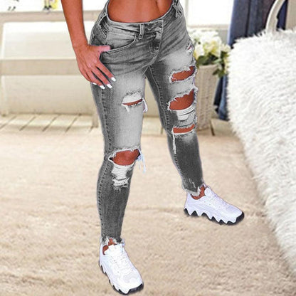 Mandotos women's brushed denim cargo pants with a stretchy, stylish fit, featuring multiple pockets and a versatile, casual design.