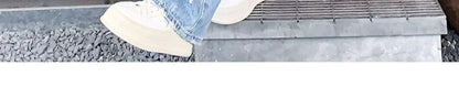 Plus size American Hole high waist straight-leg denim women's pants by MANDOTOS, showing front view with distressed details.