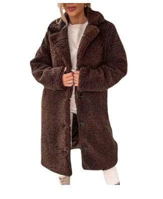 Women's MANDOTOS lamb wool coat featuring a stylish design and cozy fabric, perfect for cold weather.
