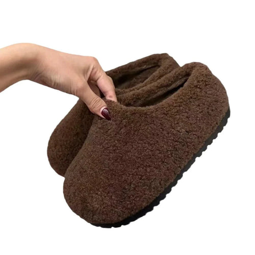 Women's retro fleece-lined platform shoes by MANDOTOS, featuring a stylish vintage design and comfortable winter lining.