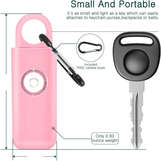 Mandotos women's self-defense safety alarm with keychain and button, compact personal security device for emergency alerts.