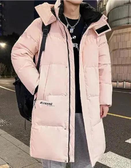 Women's thickened cotton padded winter coat by MANDOTOS, showing a close-up of the warm, insulated outerwear in a winter setting.