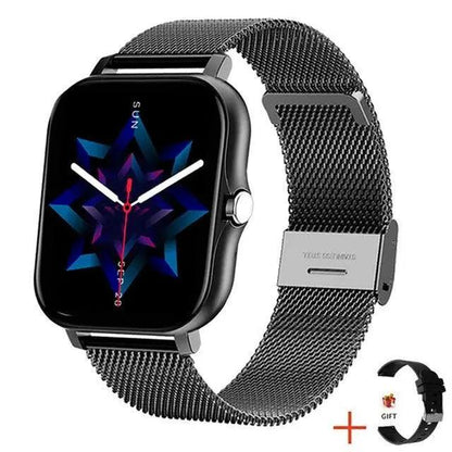 Mandotos Y13 Smart Watch with pedometer, heart rate monitor, and Bluetooth call feature displayed on the screen