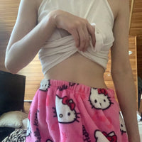 Mandotos Y2K Hello Kitty pajama pants for women featuring Sanrio anime cartoon design, comfortable leisure sleepwear trousers.