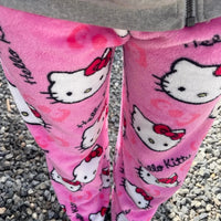 Mandotos Y2K Hello Kitty pajama pants for women featuring Sanrio anime cartoon design, comfortable leisure sleepwear trousers.