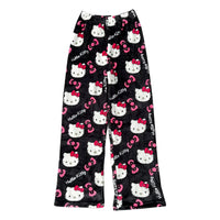 Mandotos Y2K Hello Kitty pajama pants for women featuring cartoon Hello Kitty and Sanrio anime design, cozy leisure sleepwear.