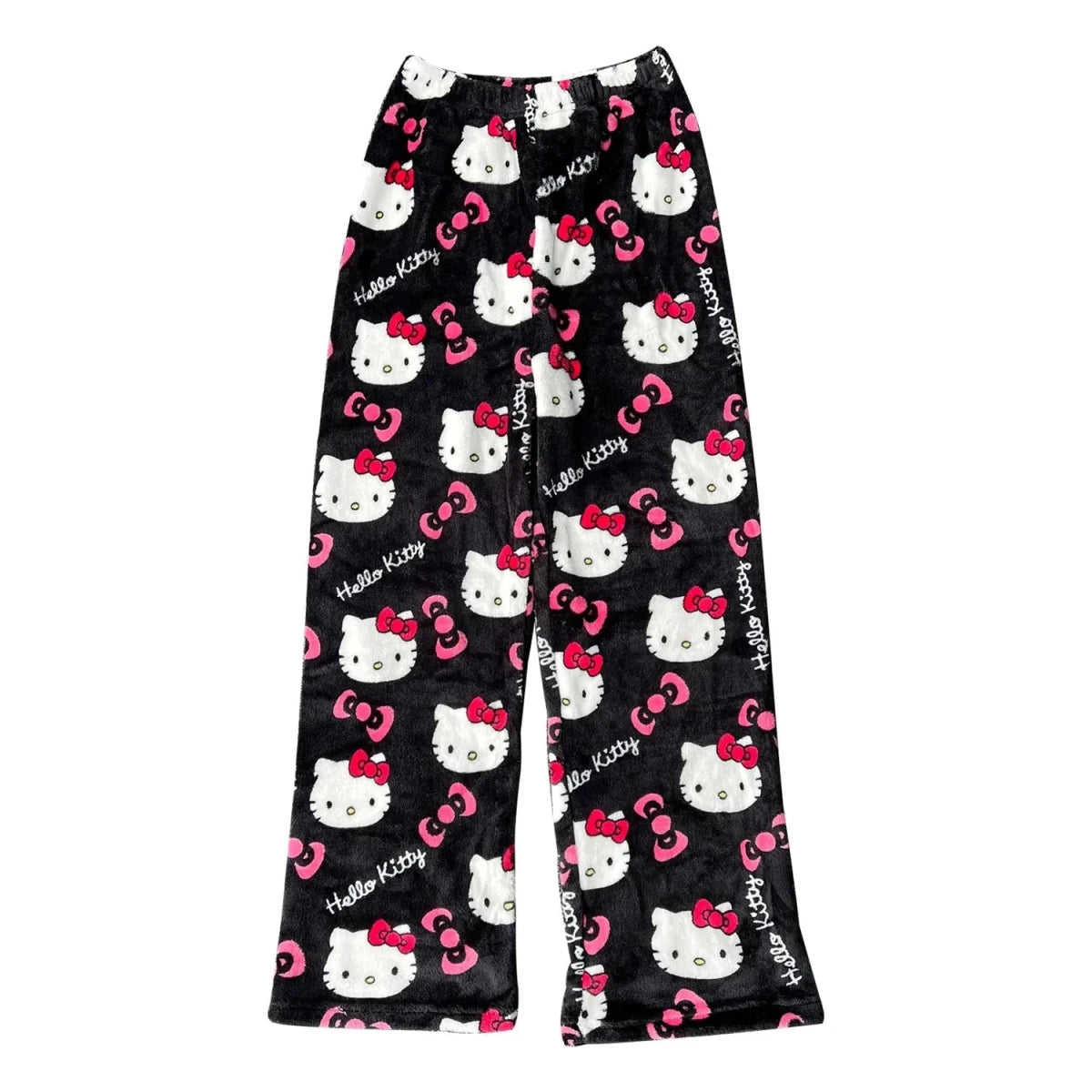 Mandotos Y2K Hello Kitty pajama pants for women featuring cartoon Hello Kitty and Sanrio anime design, cozy leisure sleepwear.