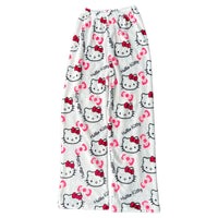 Mandotos Y2K Hello Kitty pajama pants for women featuring Sanrio anime cartoon design, comfortable leisure sleepwear trousers.