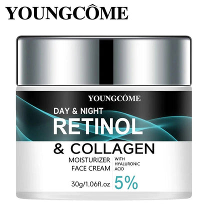 Mandotos YoungCOME Retinol Cream jar showing smooth, nourishing cream designed to improve skin elasticity and texture.