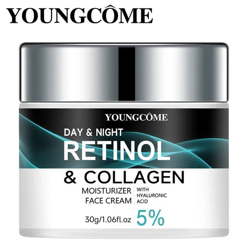 Mandotos YoungCOME Retinol Cream jar showing smooth, nourishing cream designed to improve skin elasticity and texture.
