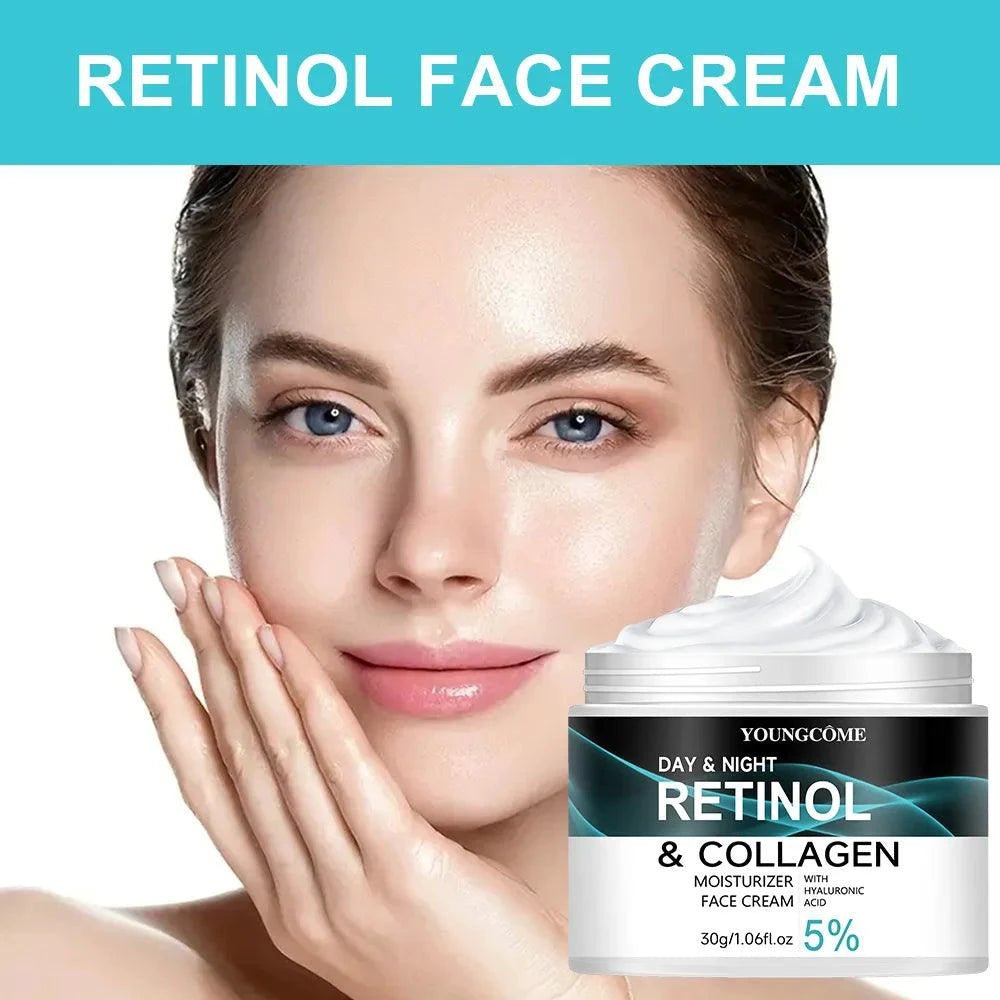 Mandotos Youngcome Retinol Cream jar showing smooth cream for skin elasticity, luster, and moisture nourishment.