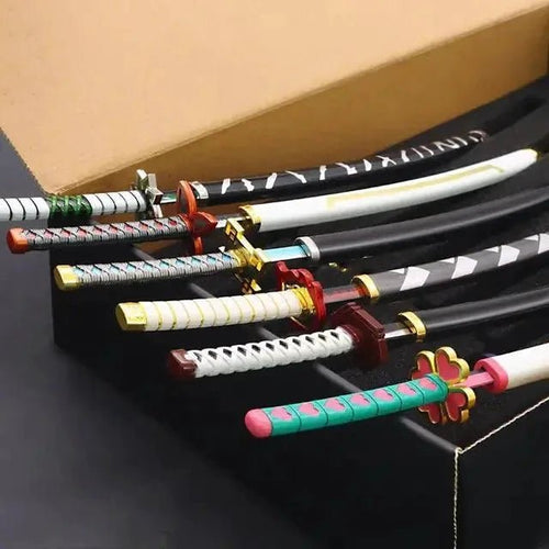 Mandotos Zenitsu Agatsuma katana toy featuring a detailed plastic replica with gold accents and a black handle.