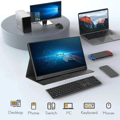 Mandotos ZEUS 16-inch 2.5K portable gaming monitor with ultra-smooth display and sleek design, perfect for gaming on the go.