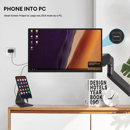 Mandotos ZEUSLAP 18.5-inch portable gaming monitor with 1920x1080 resolution, 100Hz refresh rate, HDMI and Type-C for gaming devices.