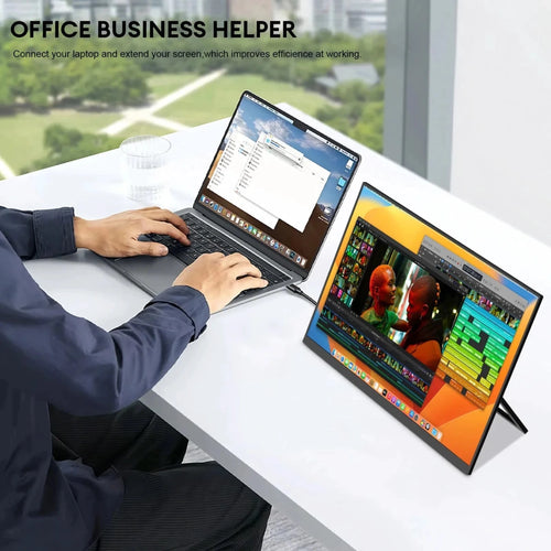 Mandotos ZEUSLAP 18.5-inch portable gaming monitor with 1920x1080 resolution, 100Hz refresh rate, HDMI and Type C ports.
