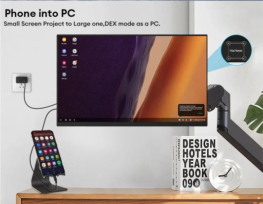 Mandotos ZEUSLAP 18.5-inch portable gaming monitor with 1920x1080 resolution, 100Hz refresh rate, HDMI and Type C ports for gaming and extend screen.