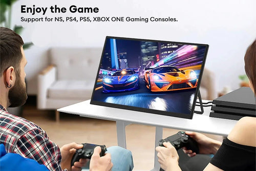 Mandotos ZEUSLAP 18.5-inch 1080p gaming portable monitor with HDMI and Type-C, suitable for phone, PS5, Xbox, PC, and laptop.