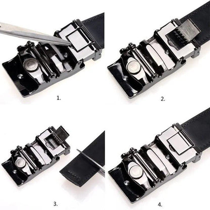 Men Automatic Buckle Belts New Fashion Brand Designer Dragon Leather Belts for Business Men Luxury Black Strap Waistband - MANDOTOS
