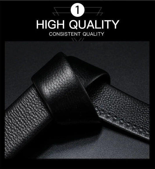 Men Leather Belt Metal Car Automatic Buckle Work Belt High Quality Men 120cm Leather Belt Business - MANDOTOS