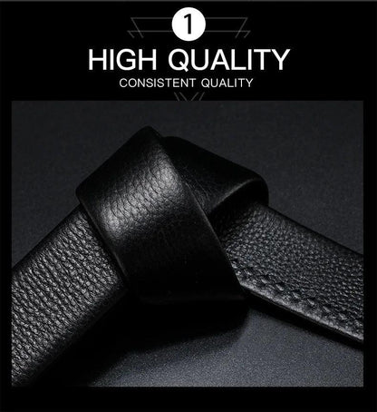 Men Leather Belt Metal Car Automatic Buckle Work Belt High Quality Men 120cm Leather Belt Business - MANDOTOS