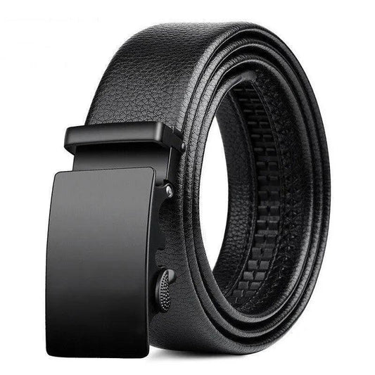 Men Leather Belt Metal Car Automatic Buckle Work Belt High Quality Men 120cm Leather Belt Business - MANDOTOS